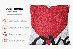 Heartfelt Love - Latch Hook Pillow Kit