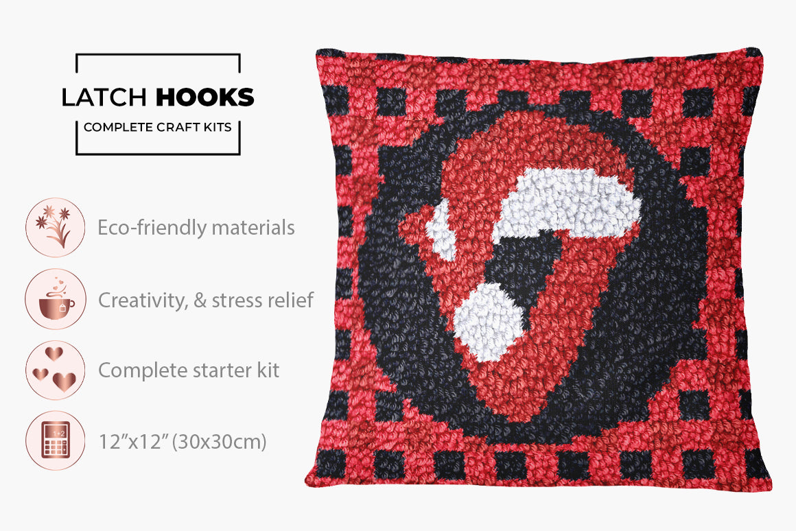 Vibrant Patchwork Design - Latch Hook Pillow Kit