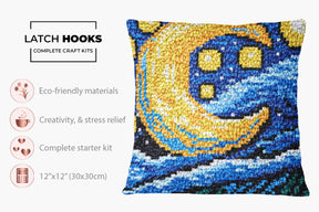 Cosmic Whispers: Celestial Night - Latch Hook Pillow Kit