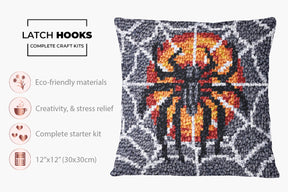 Spooky Spider Web Tapestry - Latch Hook Pillow Kit