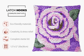 Elegant Lavender Rose - Latch Hook Pillow Kit