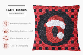 Vibrant Checkerboard Eye Motif - Latch Hook Pillow Kit