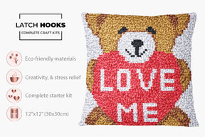 Cuddly Love Bear - Latch Hook Pillow Kit