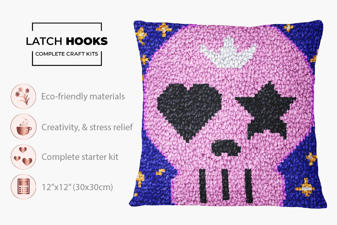 Cosmic Skull Art - Latch Hook Pillow Kit