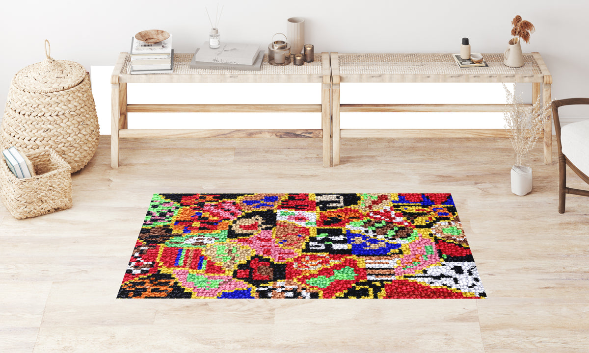 Vibrant Mosaic Tapestry - Latch Hook Rug Kit