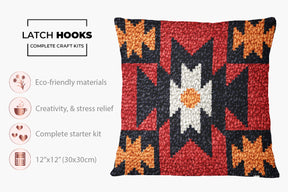 Vibrant Geometric Tapestry - Latch Hook Pillow Kit