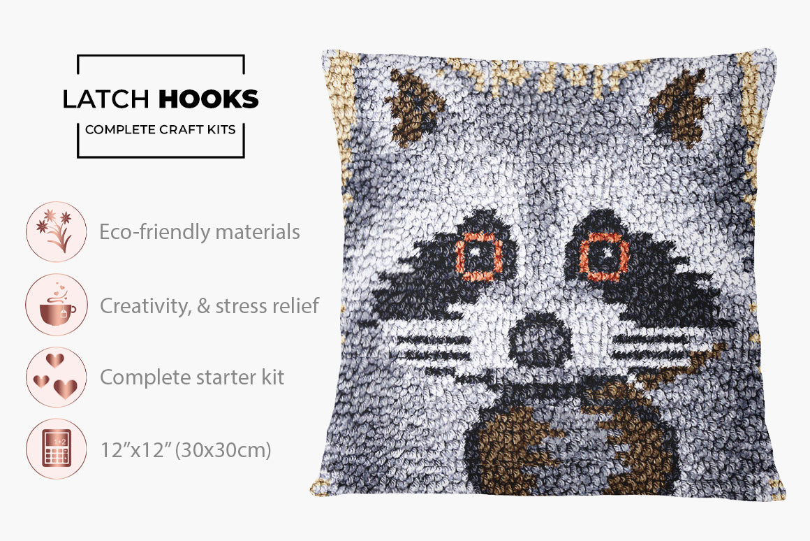 Charming Raccoon Tapestry - Latch Hook Pillow Kit