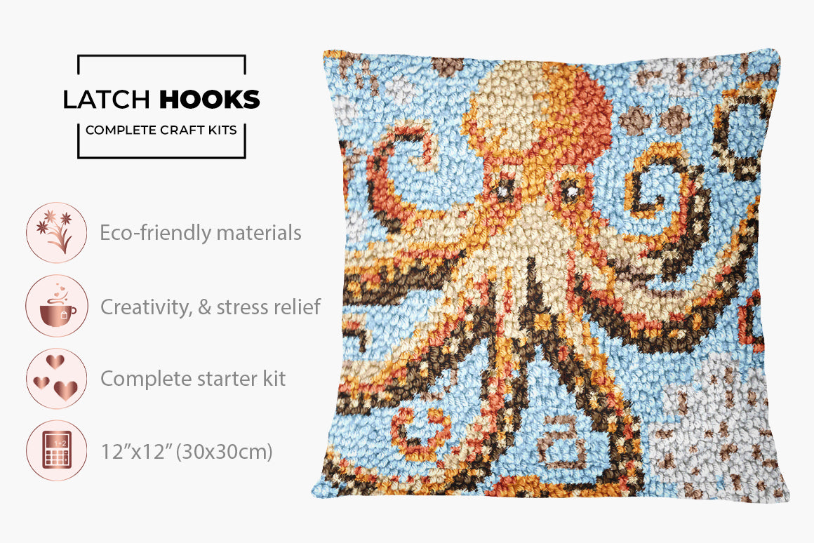 Whimsical Octopus - Latch Hook Pillow Kit