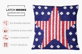 Patriotic Star - Latch Hook Pillow Kit