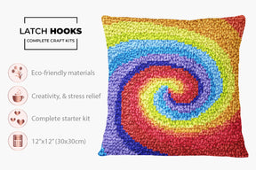 Colorful Spiral Delight - Latch Hook Pillow Kit