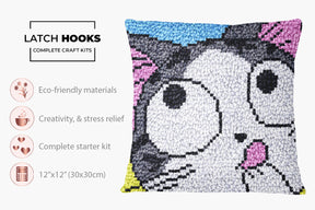 Curious Cat Pop Art - Latch Hook Pillow Kit