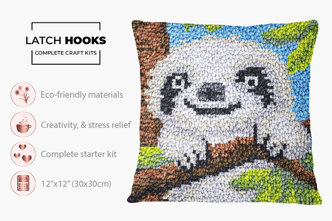 Charming Sloth in a Lush Jungle - Latch Hook Pillow Kit