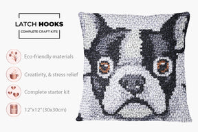 Charming Vintage Boston Terrier - Latch Hook Pillow Kit