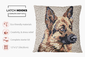 Majestic German Shepherd - Latch Hook Pillow Kit