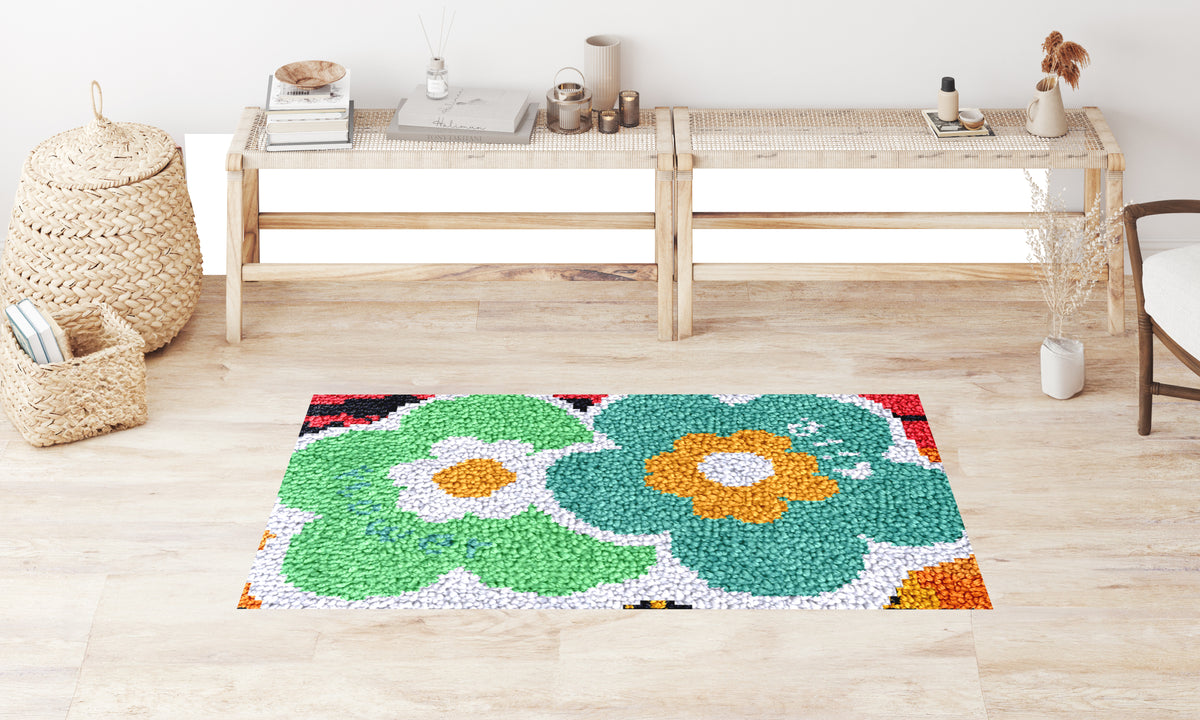 Vibrant Floral Harmony - Latch Hook Rug Kit