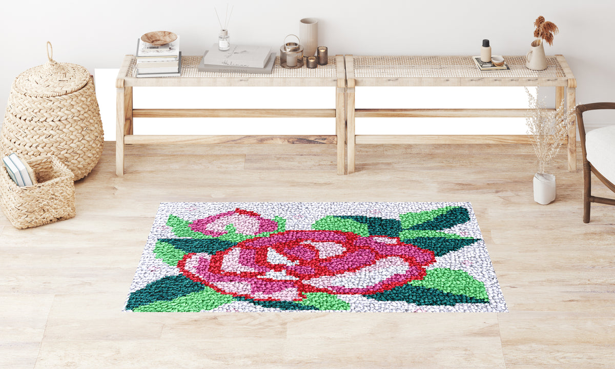 Vibrant Rose Bouquet - Latch Hook Rug Kit