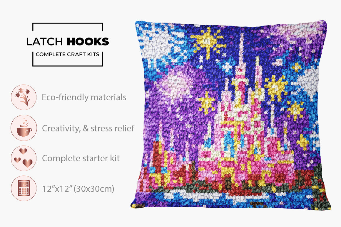 Dreamy Castle Glow - Latch Hook Pillow Kit