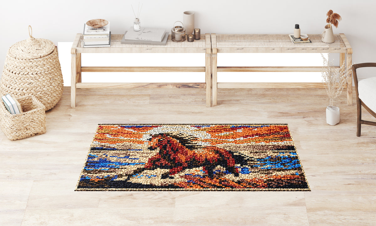 Majestic Steed at Sunset - Latch Hook Rug Kit