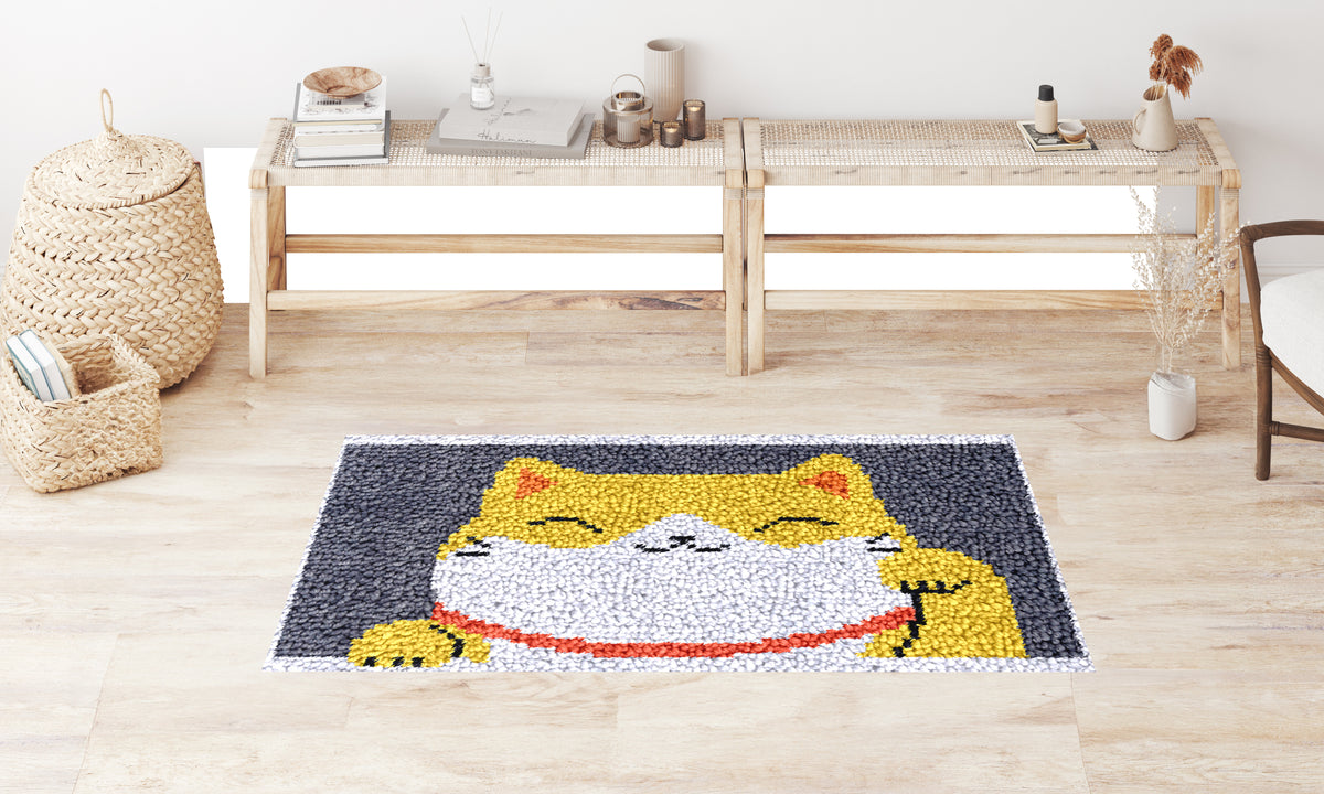 Cheerful Cat Delight - Latch Hook Rug Kit