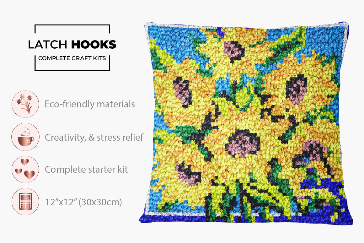 Sunlit Blossoms - Latch Hook Pillow Kit