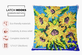 Sunlit Blossoms - Latch Hook Pillow Kit