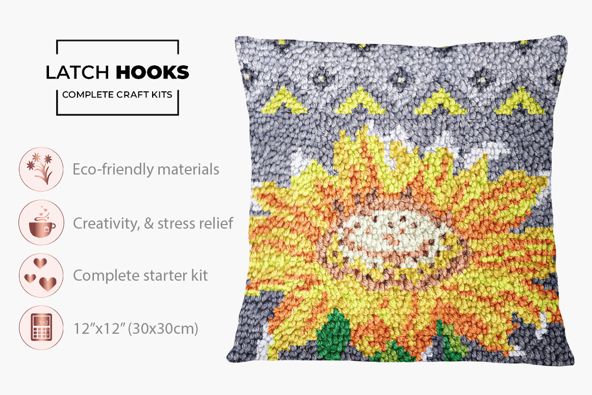 Sunflower Delight - Latch Hook Pillow Kit