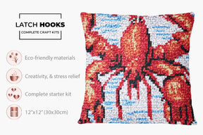 Vibrant Lobster Artwork - Latch Hook Pillow Kit