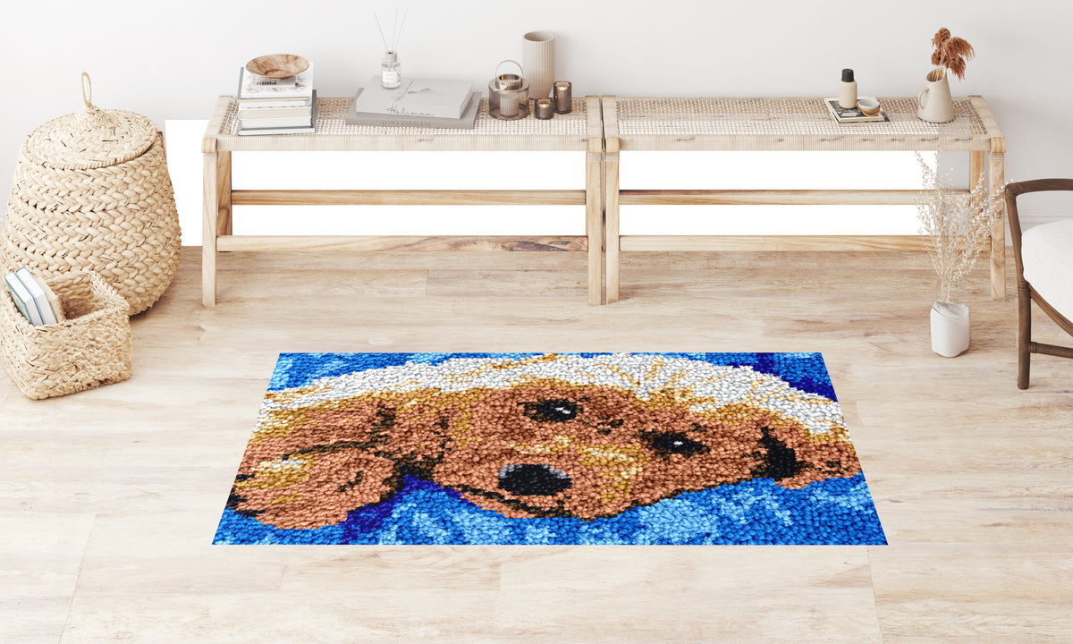 Cozy Pup Resting - Latch Hook Rug Kit