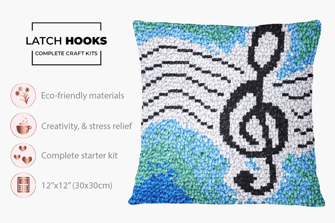 Musical Harmony in Threads - Latch Hook Pillow Kit