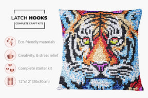 Majestic Tiger Portrait - Latch Hook Pillow Kit