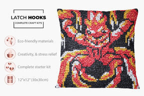 Crimson Fury: The Fiery Crab - Latch Hook Pillow Kit