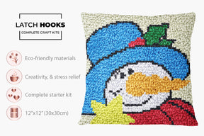 Cheerful Snowman Square - Latch Hook Pillow Kit