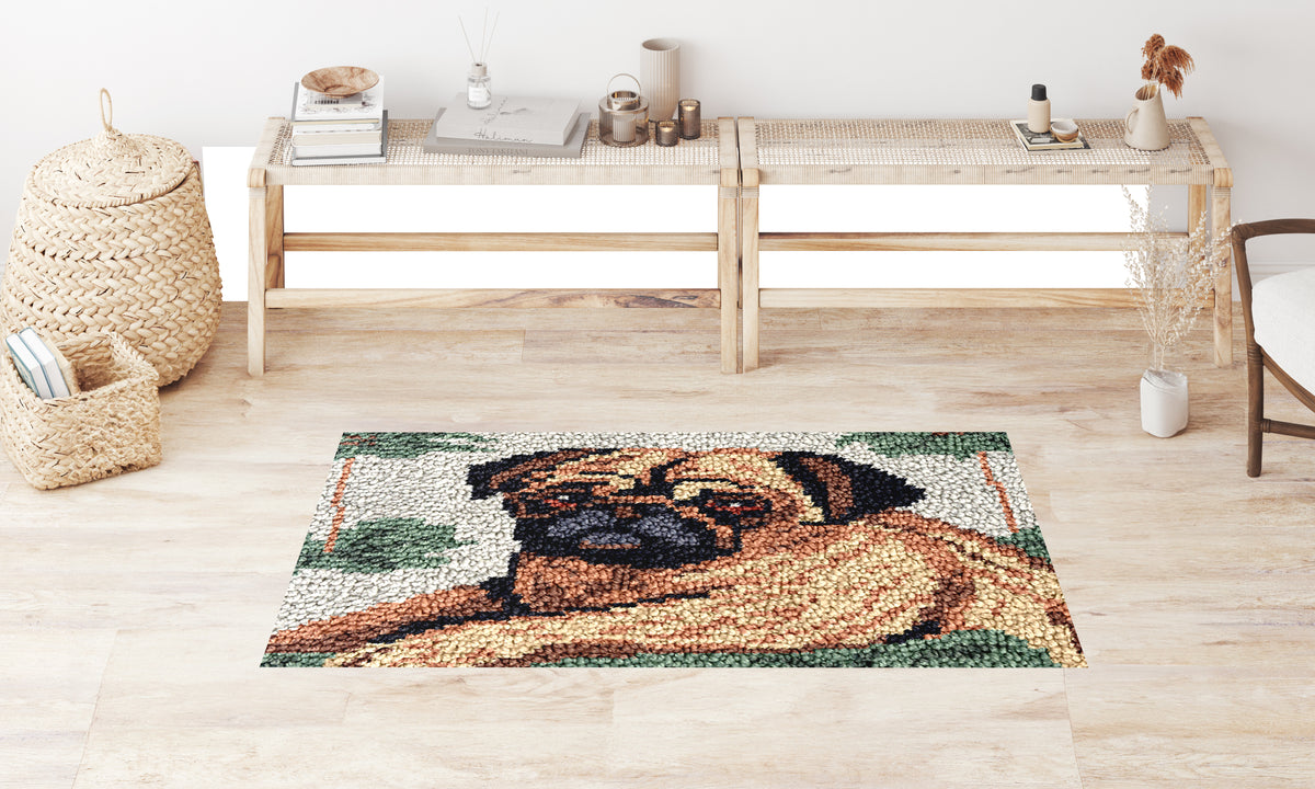 Cozy Pug Retreat - Latch Hook Rug Kit