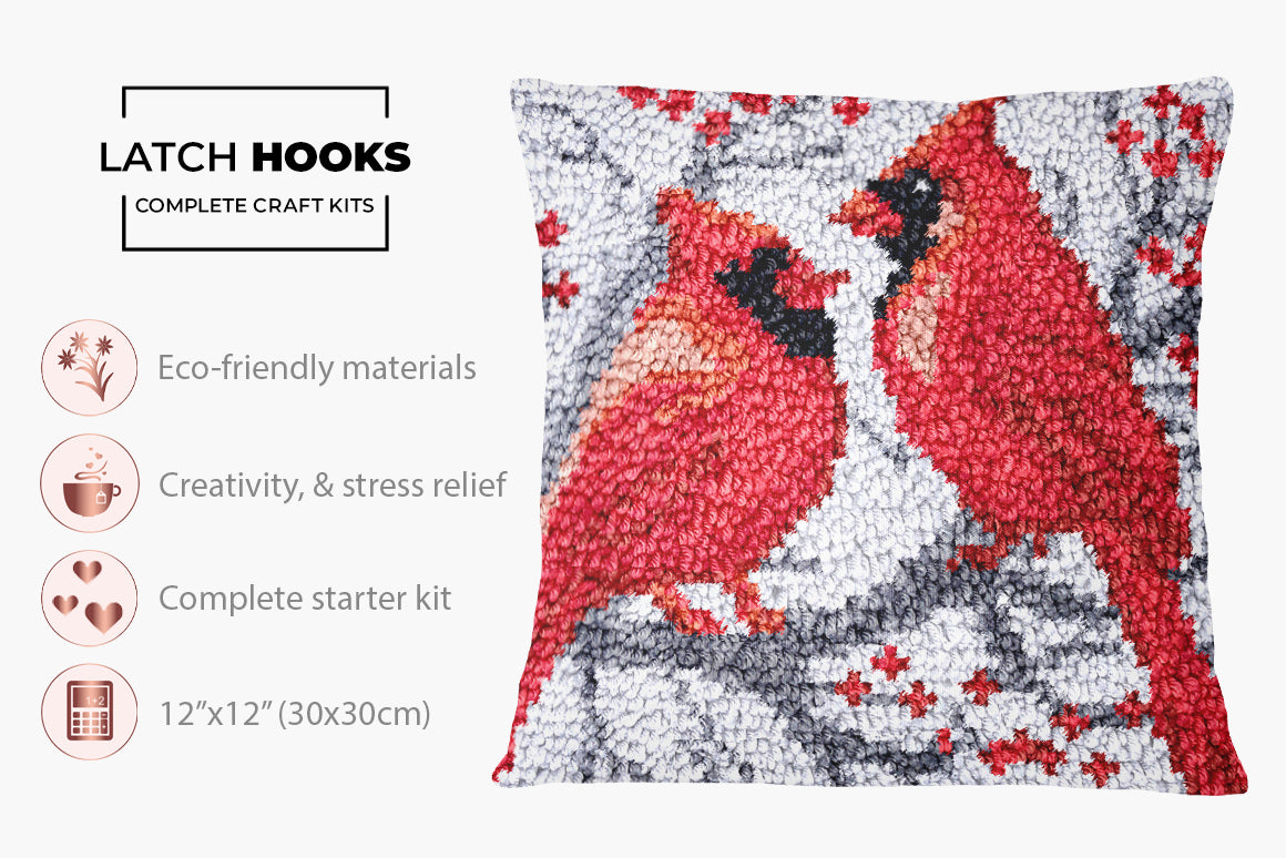 Loving Cardinals - Latch Hook Pillow Kit