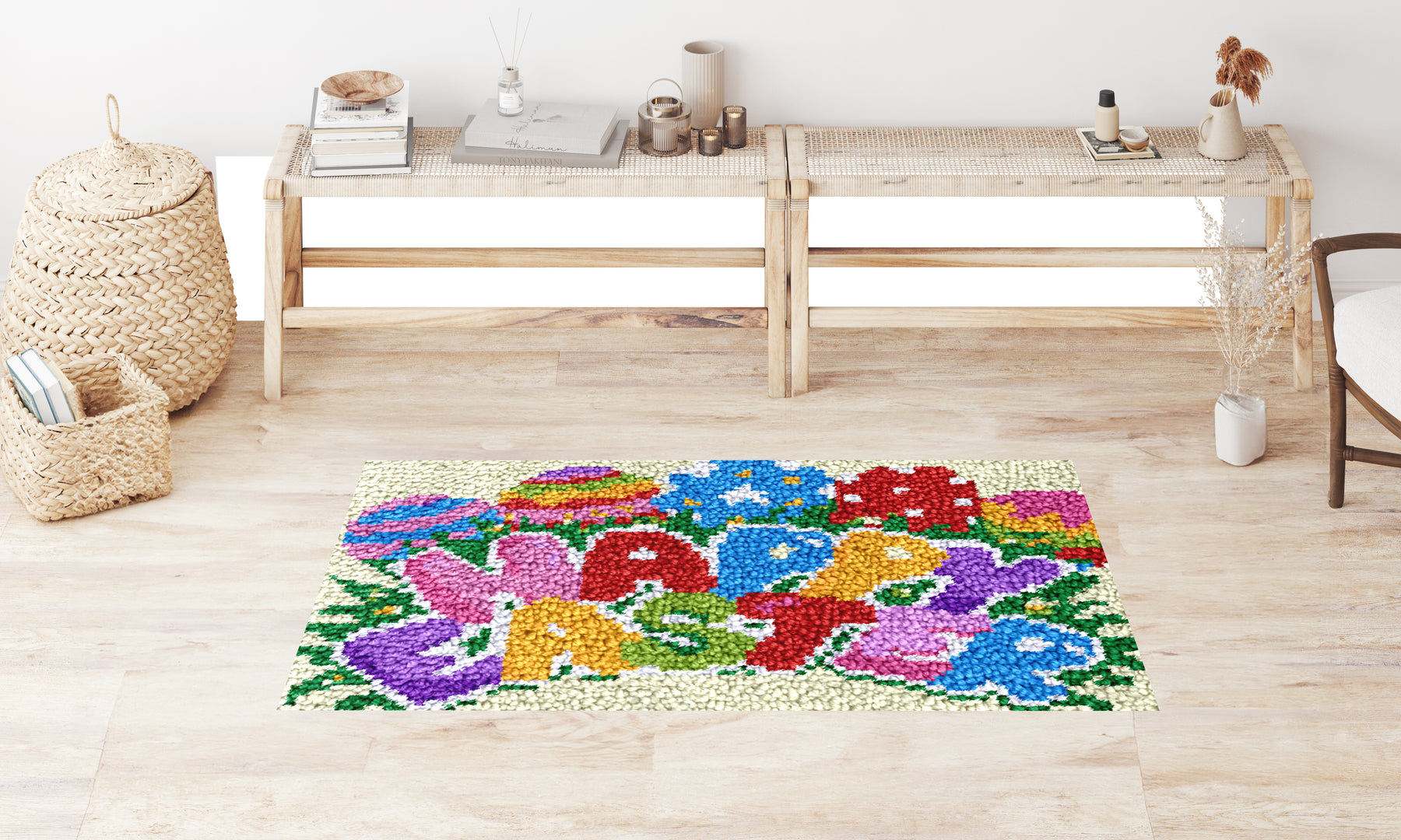 Vibrant Happy Easter Wall Art - Latch Hook Rug Kit