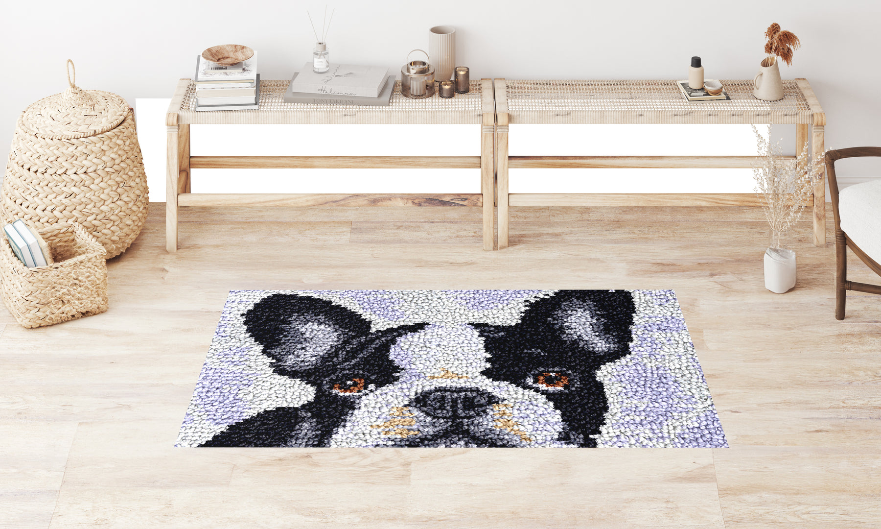 Charming Boston Terrier Portrait - Latch Hook Rug Kit