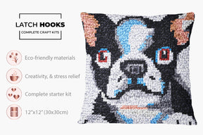 Adorable Boston Terrier - Latch Hook Pillow Kit