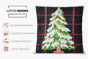 Festive Christmas Tree Ornament - Latch Hook Pillow Kit