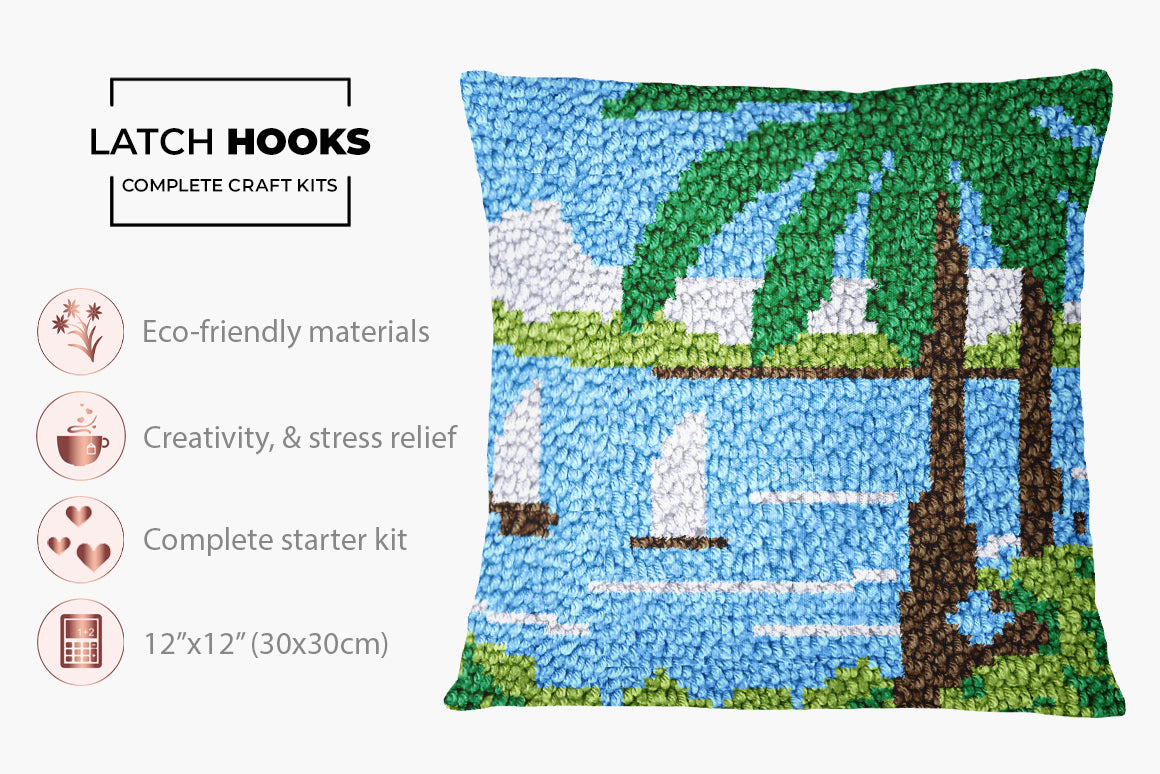 Tropical Serenity - Latch Hook Pillow Kit