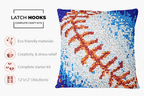 Vibrant Baseball Thread Art - Latch Hook Pillow Kit