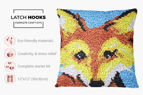 Vivid Expressions of a Fox - Latch Hook Pillow Kit