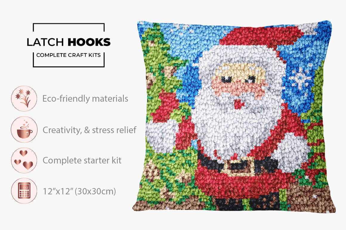 Whimsical Santa Claus - Latch Hook Pillow Kit