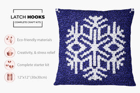 Winter Wonderland Snowflake Design - Latch Hook Pillow Kit