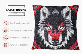 Majestic Wolf Embroidery - Latch Hook Pillow Kit