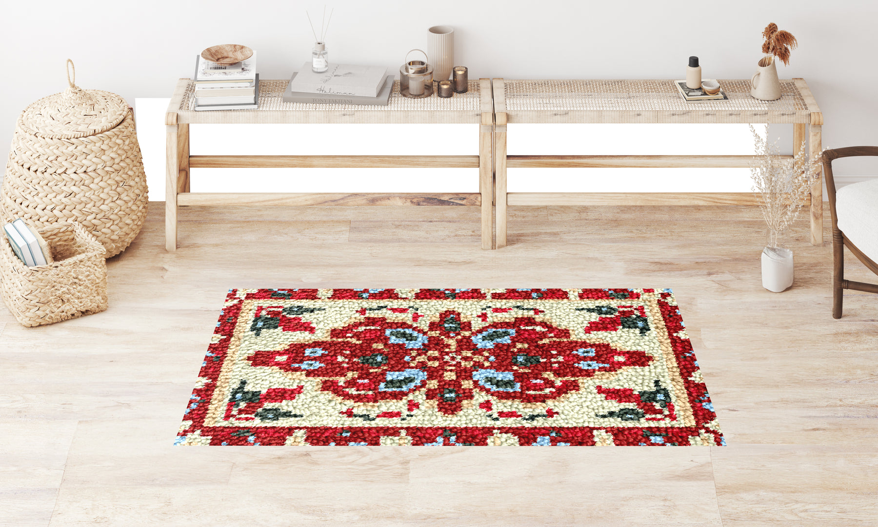 Elegant Floral Pattern Rug - Latch Hook Rug Kit