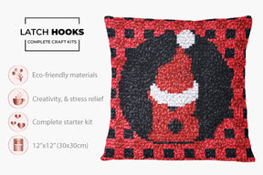 Festive Santa Plaid - Latch Hook Pillow Kit