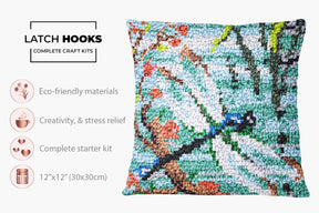 Serenity of Nature: Dragonfly in Bloom - Latch Hook Pillow Kit