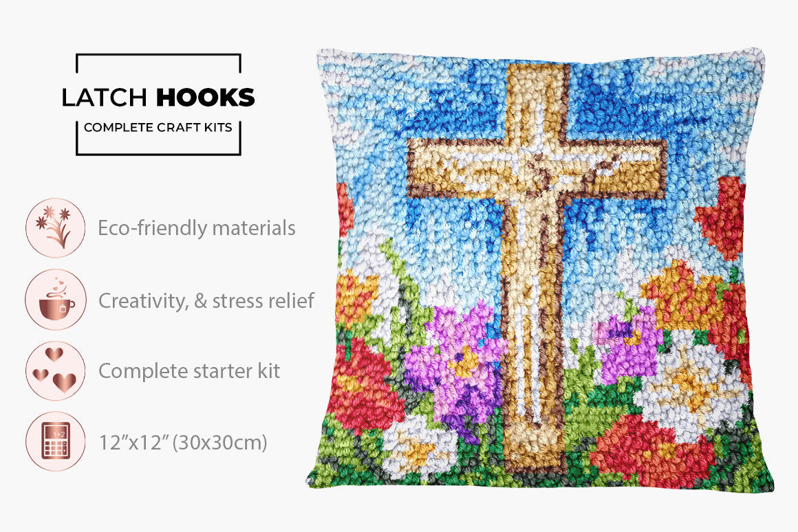 Blooming Faith - Latch Hook Pillow Kit