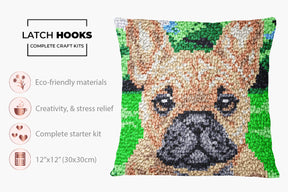 Adorable French Bulldog Portrait - Latch Hook Pillow Kit