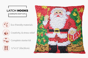 Jolly Santa Claus Art Piece - Latch Hook Pillow Kit